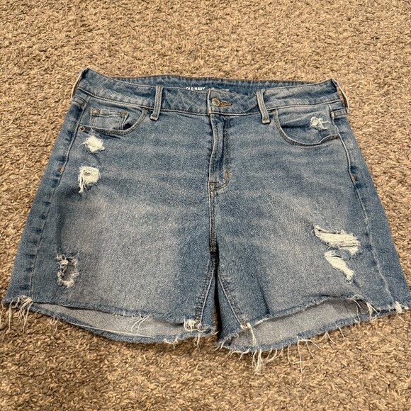 Old Navy Mid-Rise Distressed Jean Shorts | Size 10 | 4.5" Inseam - Picture 1 of 5